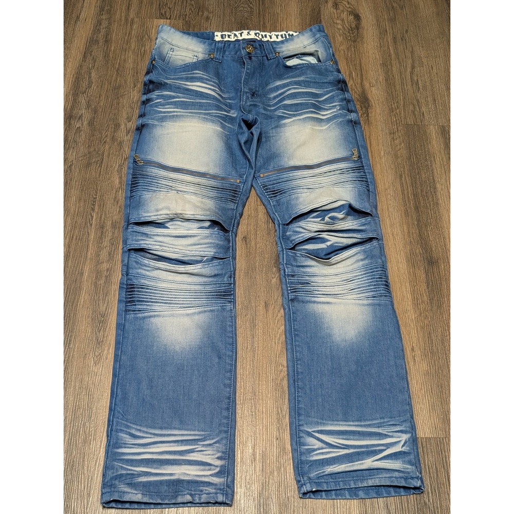 Beat &‎ Rhythm Distressed Knee Cut Jeans Premium Denim W32 L32